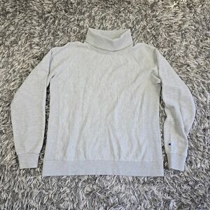 Champion Reverse Weave Sweatshirt Womens Large Gray Funnel Turtleneck Raglan